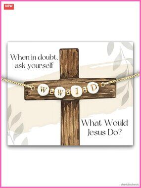 WWJD Bracelet Gold-Plated Shell Beads Adjustable Spiritual Gift